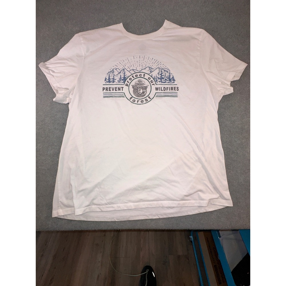 Smokey Bear Prevent Wildfires Graphic T-Shirt Mens White Short Sleeve Tee - Picture 8 of 11